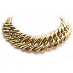 VINTAGE COLLIER RAS DE COU YVES SAINT LAURENT EN MAILLE AMERICAINE DORE NECKLACE