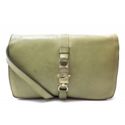 VINTAGE SAC A MAIN CELINE TRIO EN CUIR VERT POCHETTE BANDOULIERE PURSE CLUTCH