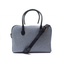 NEUF SAC BALMAIN EN TOILE BLEU & BEIGE BANDOULIERE SACOCHE A MAIN BOITE BAG 990€