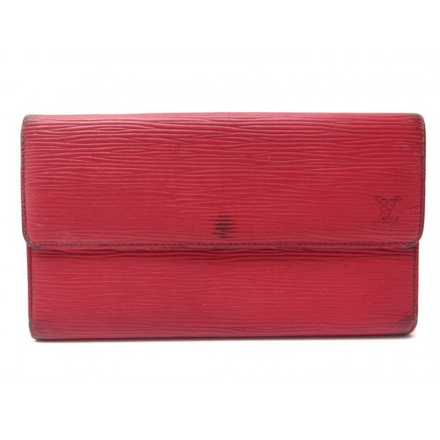 Louis Vuitton Rouge Epi Leather Porte-Monnaie Tresor Wallet
