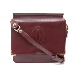 SAC A MAIN MUST CARTIER BESACE BANDOULIERE CUIR BORDEAUX 