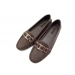 NEUF CHAUSSURES LOUIS VUITTON OXFORD MOCASSINS 38.5 EN DAIM TRESSE LOAFERS 420€