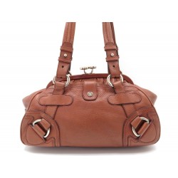  VINTAGE SAC A MAIN CELINE CUIR GRAINE MARRON 