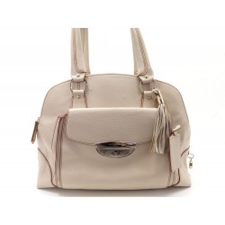 SAC A MAIN LANCEL ADJANI 42 CM EN CUIR GRAINE BEIGE HAND BAG LEATHER PURSE 1360€