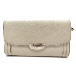 PORTEFEUILLE LANCEL ADJANI EN CUIR GRAINE BEIGE LEATHER WALLET PURSE 295€