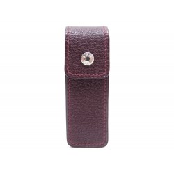 NEUF ETUI A CHEWING GUM ROUGE A LEVRES HERMES CUIR BORDEAUX LIPSTICK CASE 210€