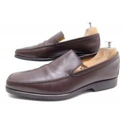 NEUF CHAUSSURES HERMES MOCASSINS INVITE BOX SPORT 43 CUIR MARRON MOKA SHOES 550€