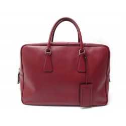 SAC DE VOYAGE A MAIN PRADA MERCURY 40 CM CUIR SAFFIANO ROUGE WEEK END BAG 2100€