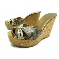 CHAUSSURES JIMMY CHOO 39 SANDALES TALONS COMPENSES CUIR PYTHON MULES SHOES 650€