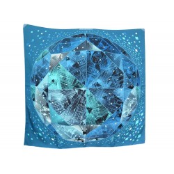 FOULARD HERMES FAUBOURG BY NIGHT B. EMERY SOIE BLEUE CARRE 90 CM SILK SCARF 360€