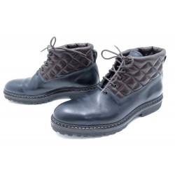 CHAUSSURES HESCHUNG VANCOUVER BOTTILLONS 9.5 43.5 CUIR BLEU MATELASSE BOOTS 595€