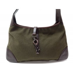 SAC A MAIN GUCCI JACKIE 28628 EN TOILE KAKI & CUIR MARRON CANVAS HAND BAG 900€