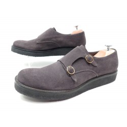 NEUF CHAUSSURES YVES SAINT LAURENT MOCASSINS BI BOUCLES 44 45 DAIM GRIS 595€