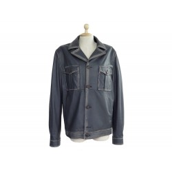 VESTE TOD'S TAILLE 50 L BLOUSON EN CUIR BLEU BLUE LEATHER JACKET COAT 2900€