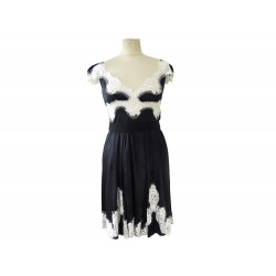 ROBE DE SOIREE DOLCE & GABBANA EN SOIE & DENTELLE 36 38 S NOIRE SILK DRESS 1750€