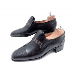 CHAUSSURES CARVIL MOCASSINS DE SMOKING 5.5 39.5 EN CUIR & LEZARD NOIR LOAFERS