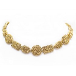 VINTAGE COLLIER YVES SAINT LAURENT EN METAL DORE & STRASS 