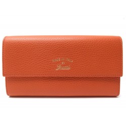 NEUF PORTEFEUILLE GUCCI SCRIPT LOGO CUIR GRAINE SOHO 354496 ORANGE WALLET 505€