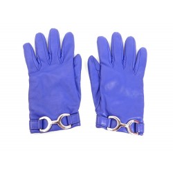  NEUF PAIRE DE GANTS HERMES CUIR BLEU 7.5 