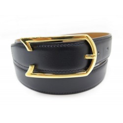 NEUF CEINTURE HERMES EN CUIR BOX T 80 NOIRE BOUCLE DORE BLACK LEATHER BELT 665€