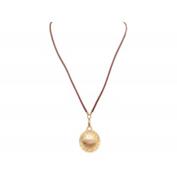 NEUF COLLIER HERMES PENDENTIF GLOBE ETOILE PILULIER 60 CM EN METAL DORE NECKLACE