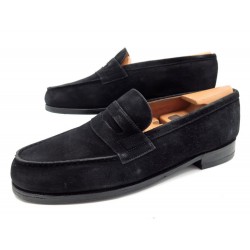 CHAUSSURES JM WESTON 180 MOCASSINS 8D 42.5 EN DAIM NOIR DEER LOAFER SHOES 675€