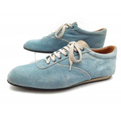 CHAUSSURES JM WESTON 405 BASKETS 8.5D 42.5 EN DAIM BLEU DEER SNEAKERS SHOES 415€