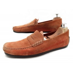 CHAUSSURES JM WESTON MOCASSIN D ETE 9D 43 EN DAIM ORANGE DEER LOAFER SHOES 410€