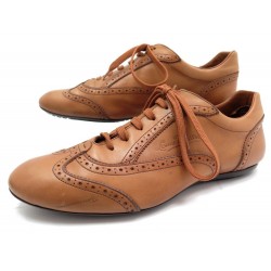 CHAUSSURES LOUIS VUITTON 8 42 BASKETS EN CUIR MARRON BROWN SNEAKERS SHOES 520€