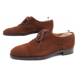 CHAUSSURES CROCKETT & JONES ADLGATE RICHELIEU 7.5E 41.5 DAIM MARRON SHOES 495