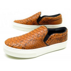 NEUF CHAUSSURES CELINE SLIP ON SKATE 37 BASKETS CUIR PYTHON ORANGE SHOES 1185€