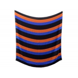 NEUF CHALE CHRISTIAN DIOR ETOLE 140 FOULARD EN SOIE BLEU ORANGE NOIR SHAWL 490€