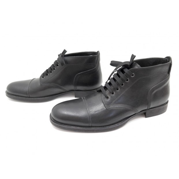 NEUF CHAUSSURES DIOR HOMME BOTTILLONS A LACETS 44 EN CUIR NOIR BLACK BOOTS 1300€