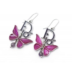 BOUCLES D OREILLES CHRISTIAN DIOR LOGO & PAPILLON ROSE BUTTERFLY EARRINGS 210€