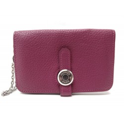 PORTE CARTES HERMES DOGON CUIR TAURILLON CLEMENCE ROSE FUCHSIA CARD HOLDER 1100€