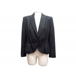 NEUF VESTE DE TAILLEUR CHRISTIAN DIOR 42 L EN LAINE NOIRE A FRANGES JACKET 1600€