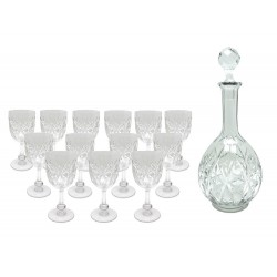 LOT 13 VERRES CRISTAL DE BACCARAT + CARAFE MODELE COLBERT 