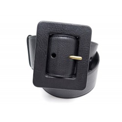 CEINTURE YVES SAINT LAURENT 151352 T 80 LARGE CUIR VERNI NOIR LEATHER BELT 345€