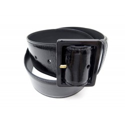 CEINTURE YVES SAINT LAURENT 160286 T 80 CUIR VERNI NOIR BLACK LEATHER BELT 345€