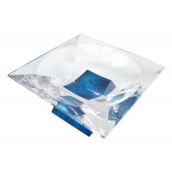 NEUF CENDRIER VIDE POCHE DAUM COUPE EN CRISTAL TRANSPARENT & BLEU ASHTRAY 400€