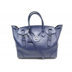 SAC A MAIN RALPH LAUREN RICKY CUIR BLEU PORTE BANDOULIERE PURSE 2450€