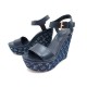 NEUF CHAUSSURES LOUIS VUITTON WATERFALL WEDGE SANDALES 39.5 DENIM SANDALS 770€