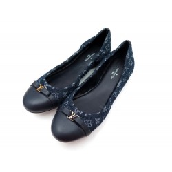 NEUF CHAUSSURES LOUIS VUITTON ELBA BALLERINES 38 MONOGRAM LV EN TOILE SHOES 560€