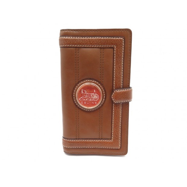 PORTEFEUILLE CELINE EN CUIR GRAINE MARRON + BOITE BROWN LEATHER WALLET BILLFOLD