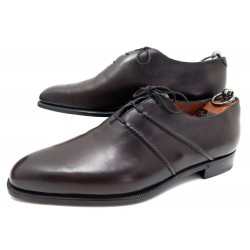 CHAUSSURES BERLUTI RICHELIEU 3 OEILLETS 8.5 CUIR NOIR EMBAUCHOIR POCHON 