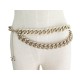 NEUF CEINTURE CHANEL LOGO CC T85 METAL DORE PERLES GOLDEN STEEL PEARL BELT 1300€