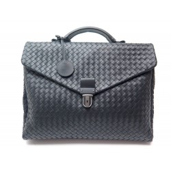 NEUF SACOCHE BOTTEGA VENETA CARTABLE EN CUIR TRESSE NOIR BLACK BRIEFCASE 2200€