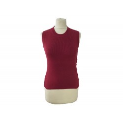 NEUF HAUT HERMES DEBARDEUR EN MAILLE 36 S EN SOIE ROUGE RED TOP SILK 600€