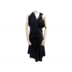 ROBE MI LONGUE BALENCIAGA SILK 40 M EN SOIE NOIR SOIREE BLACK SILK DRESS 1150€