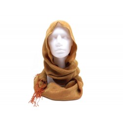 NEUF ECHARPE HERMES CAPUCHON FOULARD EN LIN MARRON BROWN SCARF 405€